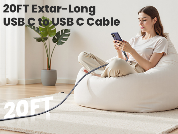 long usbc to usbc cable long usb-c cables extra long type c charging cable