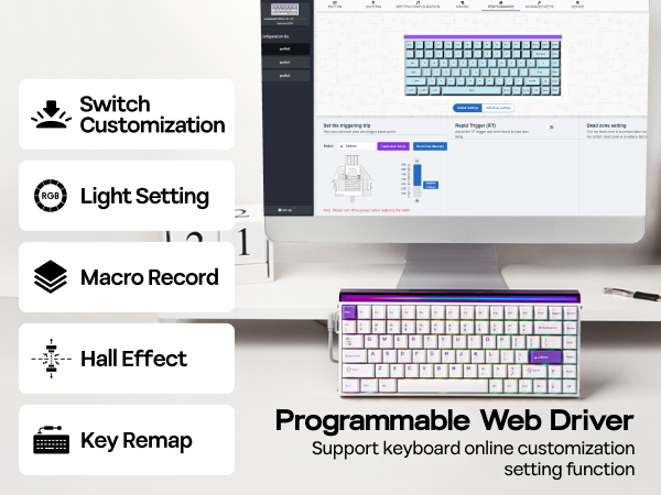 Hall Effect Keyboard with Neon RGB Light Box