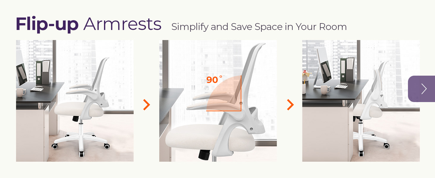 Space-Saving Chair with Flip-Up Armrests