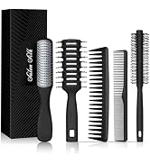 SalonSilk Hair Brush for Men, 5PCS Men Hair Brush &amp; Styling Comb Set, Professional Barber Tools f...