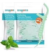 Twin Line Dental Floss Picks-Double Line Super Clean Flossers-200 Count LIAMOSS Shred Resistant M...
