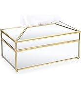 Sumnacon Rectangular Mirror Glass Paper Tissue Box, Decorative Glass Napkin Storage Box, Facial T...