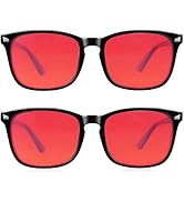 Vbewo 2 Packs Professional Sleep Glasses with 99.9% Blue Light Blocking Dual AR Coatings Red Lens...