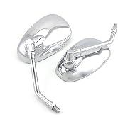 Motorcycle Mirrors, Universal 10mm Chrome Motorcycle Rear View Side Mirrors Handle Bar Bar End Mo...