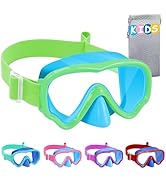 Vvinca Kids Swim Goggles with Nose Cover, Snorkel Diving Mask Fabric Strap Anti Fog Anti Shattere...