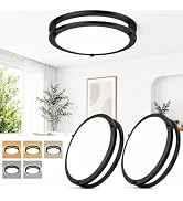 2-Pack 13in 36W Black Dimmable LED Ceiling Lights, 3600lm Super Bright Modern Flush Mount Light F...