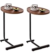 Ywin C-Shaped End Table Set of 2, Contemporary Brown Versatile Small Sofa Table, TV Trays for Bed...