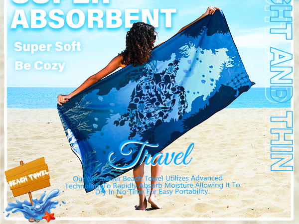 Microfiber Lightweight Thin Beach Towel Sand Free Quick Dry Super Absorbent Large Towels 