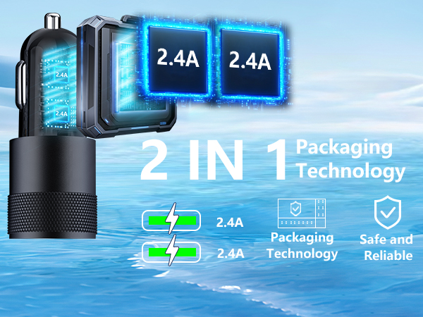 MFi Certified 4.8A USB Smart Power Cigarette Lighter USB Charger iPhone Car Charger Fast Charging