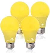 Bioluz LED Yellow Light Bulbs 60W Replacement Non-Dimmable A19 LED Bulbs 4-Pack