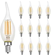 ENERGETIC 12 Pack Dimmable Candelabra Led Light Bulb, CA11 Shape,Flame Tip Style, 60 Watt Equival...