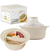 FIRGI 48oz Platinum Silicone 3 Compartmented Microwave Steamer Pot with Handle &amp; Lid - Korean 100...