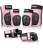 Forzueby Adult/Kids Knee Pads Elbow Pads Wrist Guards 6 in 1 Protective Gear Set for Inline Rolle...