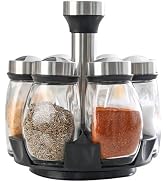 LCshuyao 360° Rotating Spice Rack, 6PC Spinning Glass Spice Jars Suitable for kitchen countertops...
