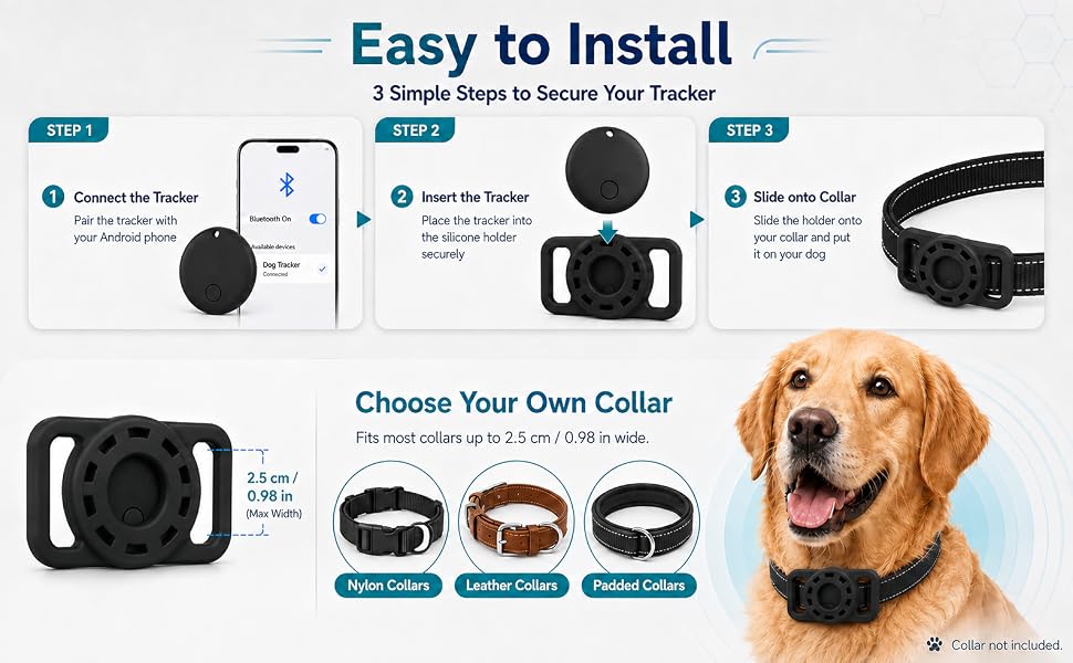 GPS Collar for Dogs, Pet Tracker for Dogs (Android Only)