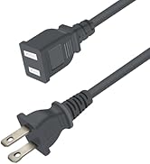 2 Prong Polarized Grey Extension Cord 7 feet Thin Power Cable Male to Female for Indoor/Home Use,...