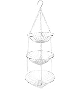 Kuuleyn Hanging Fruit Basket,Organizer Vegetable Storage,Stainless Steel Three Layers Hanging Fru...