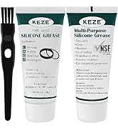 KEZE Food Grade Silicone Grease for Plumber Faucet O Rings Lubricant 1 oz 2-Pack with Brush