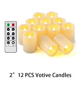 12PCS Led Flickering Flameless Votive Tea Lights Candles with Remote Control Battery Operated Set...