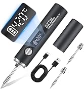 Cordless Soldering Iron Kit, 1400mAh Rechargeable Portable Cordless Soldering Iron, LCD Digital A...