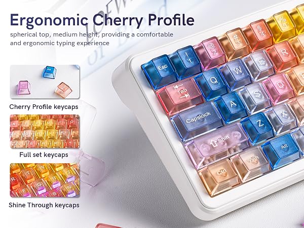 Clear keycaps Set,Translucent Jelly Key caps Shine Through keycaps,Cherry Profile Custom keycaps