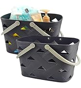 MINDFARGE Portable Shower Caddy 2 Pack, Tote Plastic Storage Basket with Handle Shelf Organizers ...