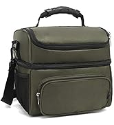 FlowFly Double Layer Cooler Insulated Lunch Bag Adult Lunch Box Large Tote Bag for Men, Women, Wi...