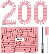 Rolybag 200 Pcs Nail Drill Bits Sanding Bands for Nail Drill, 240 Grit Small Sanding Bands with 2...