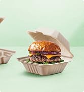 To Go Containers 9x9&amp;#34; Clamshell Take Out Food Container with Hinged Lid - Dispos...