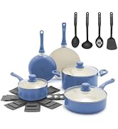 GreenLife 16-Piece Nonstick Cookware Set, Non-Toxic Ceramic Pots and Pans Set, Durable Healthy Ki...