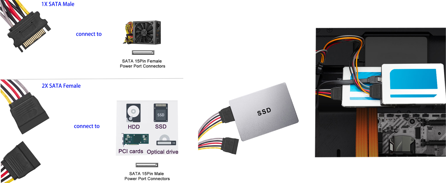SATA 15PIN POWER SPLITTER