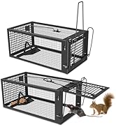 2 Packs Humane Rat Trap Outdoor Mouse Traps Indoor Use, Rodent Chipmunk Traps for Small Live Anim...