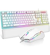 RedThunder K10 Wired Gaming Keyboard and Mouse and Wrist Rest Combo, RGB Backlit, Mechanical Feel...