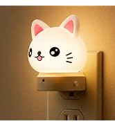 L LOHAS LED Plug in Night Light for Kids, 3D Cute Cat Night Lights | Dusk to Dawn Sensor, 3000K S...