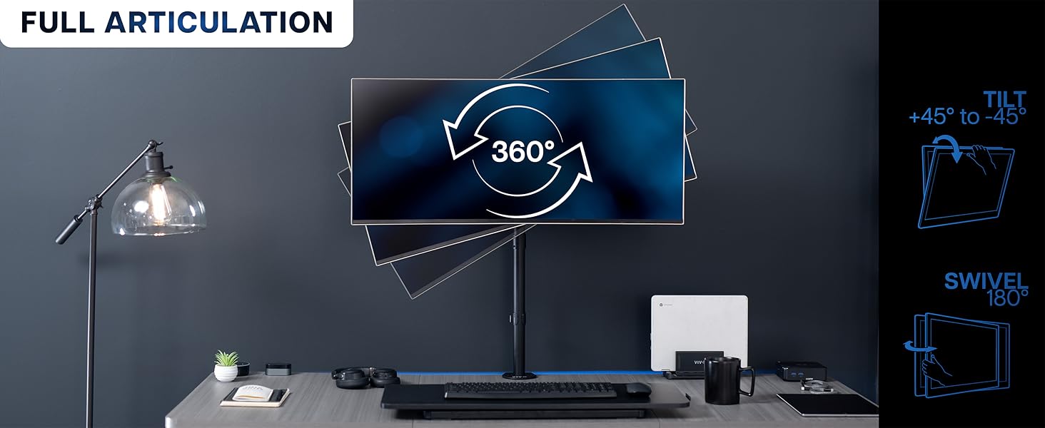 Extra tall monitor mount articulation