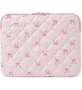 Cute Bow Puffy Laptop Sleeve 13 Inch Quilted Laptop Case Aesthetic Floral Computer Sleeve for Mac...