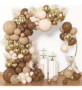 Amandir 153pcs Brown Balloon Garland Arch Kit, Different Sizes 18 12 10 5 inch Brown Nude Latex M...