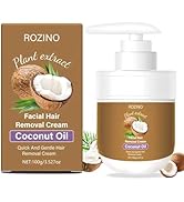 Facial Hair Removal Cream, Soothing Hydrating &amp; Painless Formula for All Skin Types with Coconut ...
