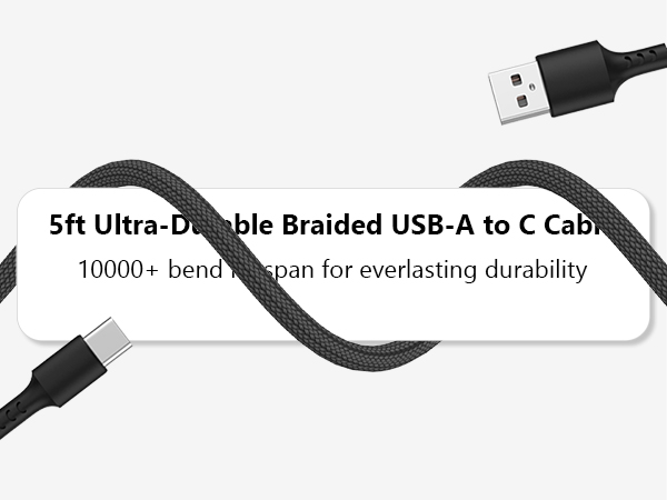 USB A to C briad cable