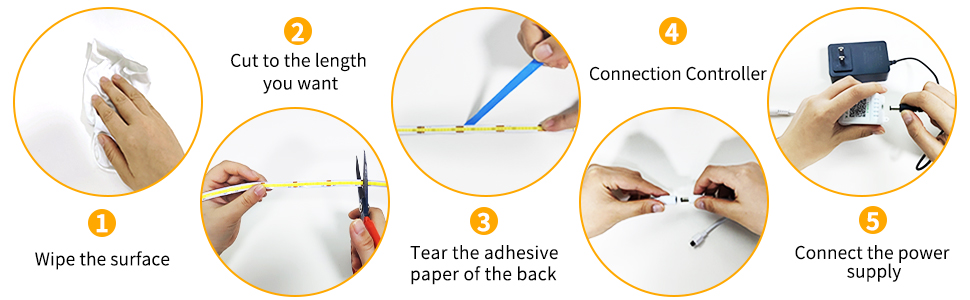 65.6FT Led COB strip light warm white Installation requires attention to detail