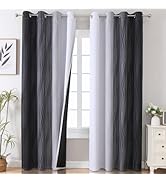 Estelar Textiler Thermal Insulated Blackout Curtains for Bedroom, Ombre Black and Greyish White B...