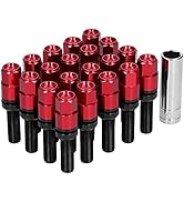 M12X1.25 Wheel Studs Lug Nuts, 20PCS Steel Extended Lug Bolts M12x1.25 28mm Thread with Sleeve Un...