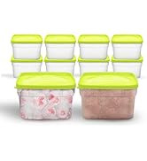 Arrow Home Products 1 Pint Freezer Food Storage Containers with Lids, 10 Pack - USA Made Reusable...