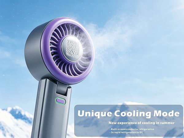 Portable Handheld Fan 5 Wind Speed Cooling Ice Compress Personal Fan with Hook