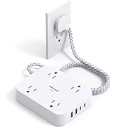 Surge Protector Power Strip, HANYCONY 5Ft Extension Cord with 4 USB Ports(2 USB C), 4 Widely Outl...