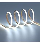 TOPAI 12V Thin 4mm COB LED Strip Light 6000K Cool White 16.4ft(5M) Flexible 3M Adhesive Tape, CRI...