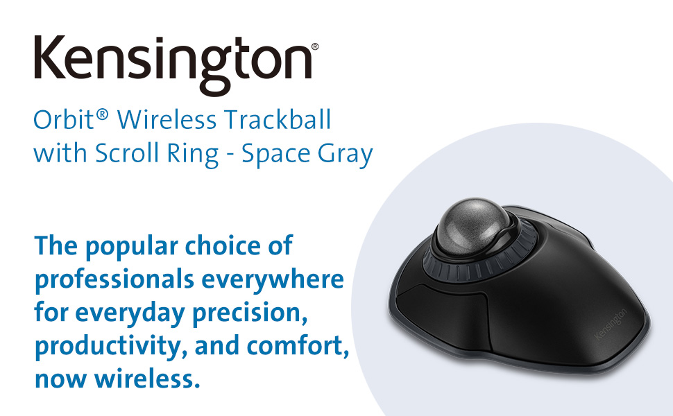 Kensington Orbit Wireless Trackball with Scroll Ring - Space Gray