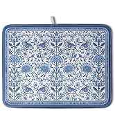 Blue Floral Dish Drying Mat for Kitchen Counter Boho Flowers Dishes Drainer Mats Rustic Farmhouse...