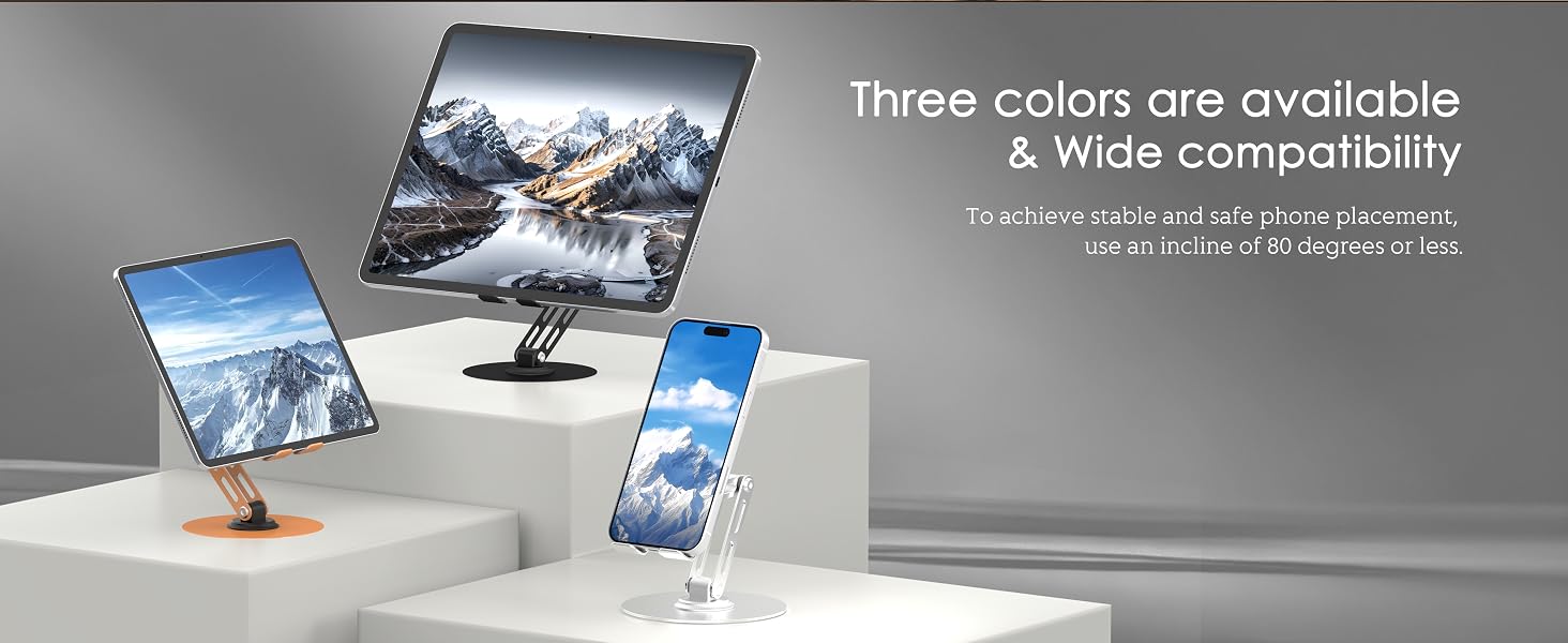 To achieve stable and safe phone placement, use an incline of 80 degrees or less