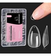 Beetles Extra Short Almond Nail Tips, 12 Sizes 288 PCS Pre-Shaped Clear Full Cover Etch X Gel Nai...